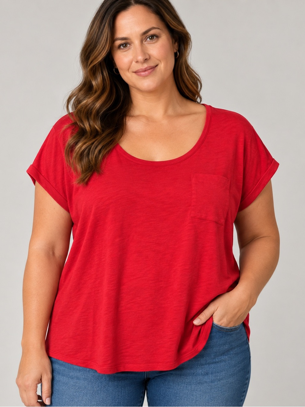 GAP Red Scoop Neck Pocket Tee - Short Sleeve